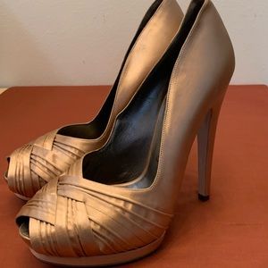 6” Gold Ferragamo Heels